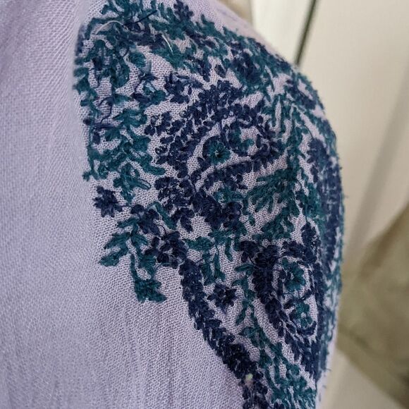 Jachs girlfriend boho faux wrap blouse lilac embroidered Medium @K1 - Picture 7 of 11